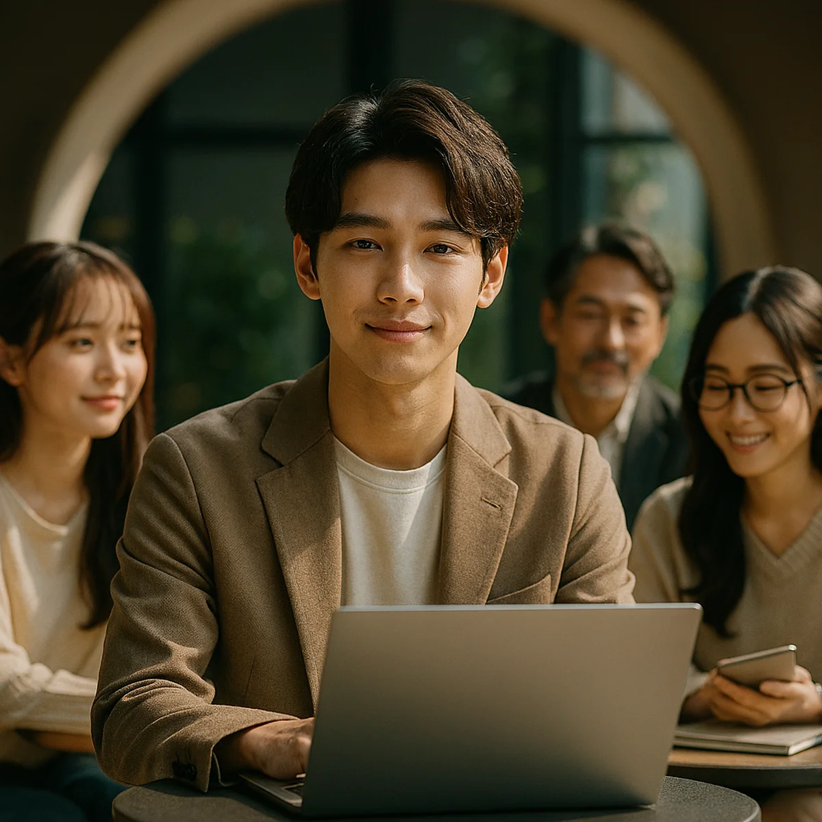 デジハリ・オンラインスクールの受講生がノートPCで学ぶ清潔感ある学習風景