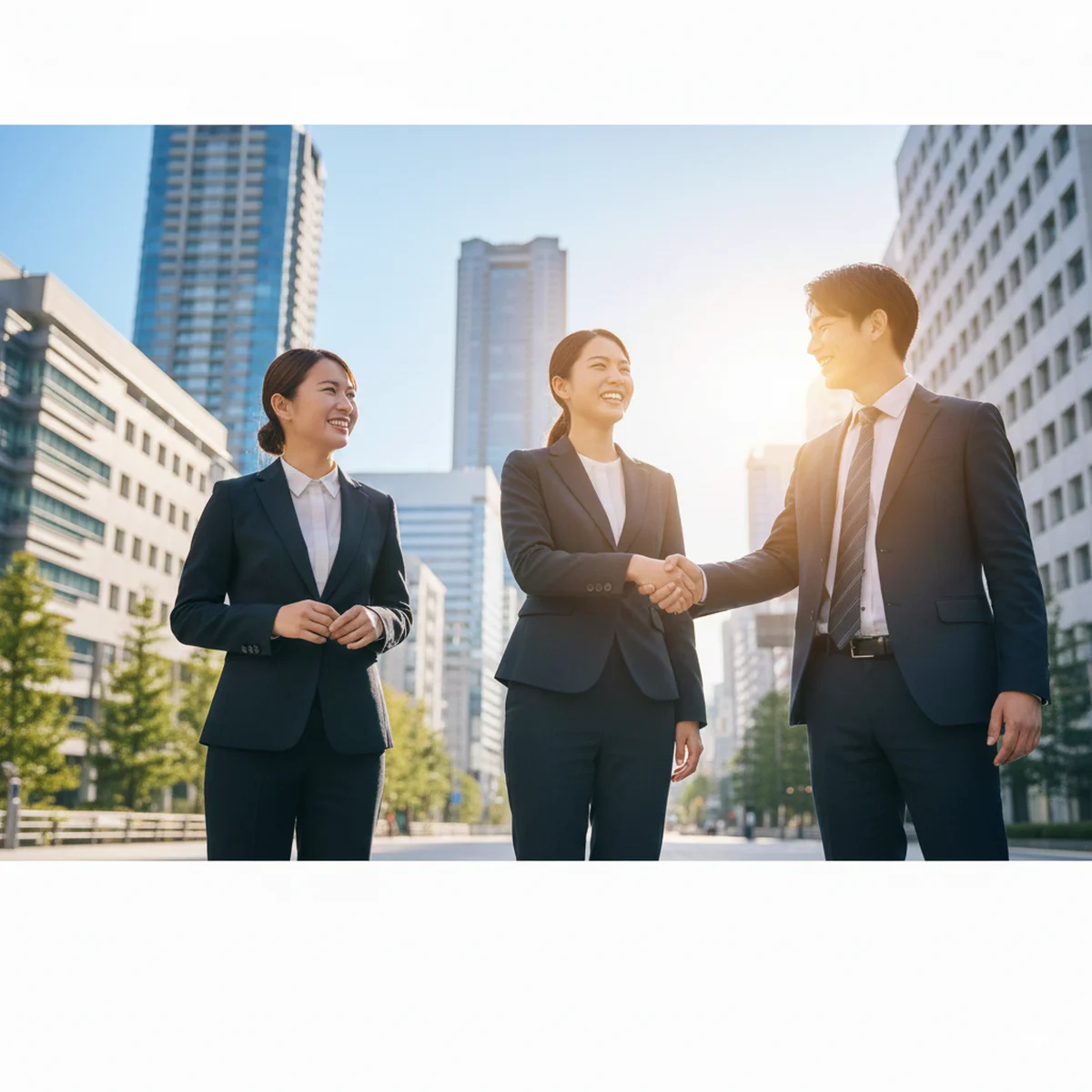 福岡で転職を考える20代の若手がキャリアアドバイザーと笑顔で未来を見つめるイメージ