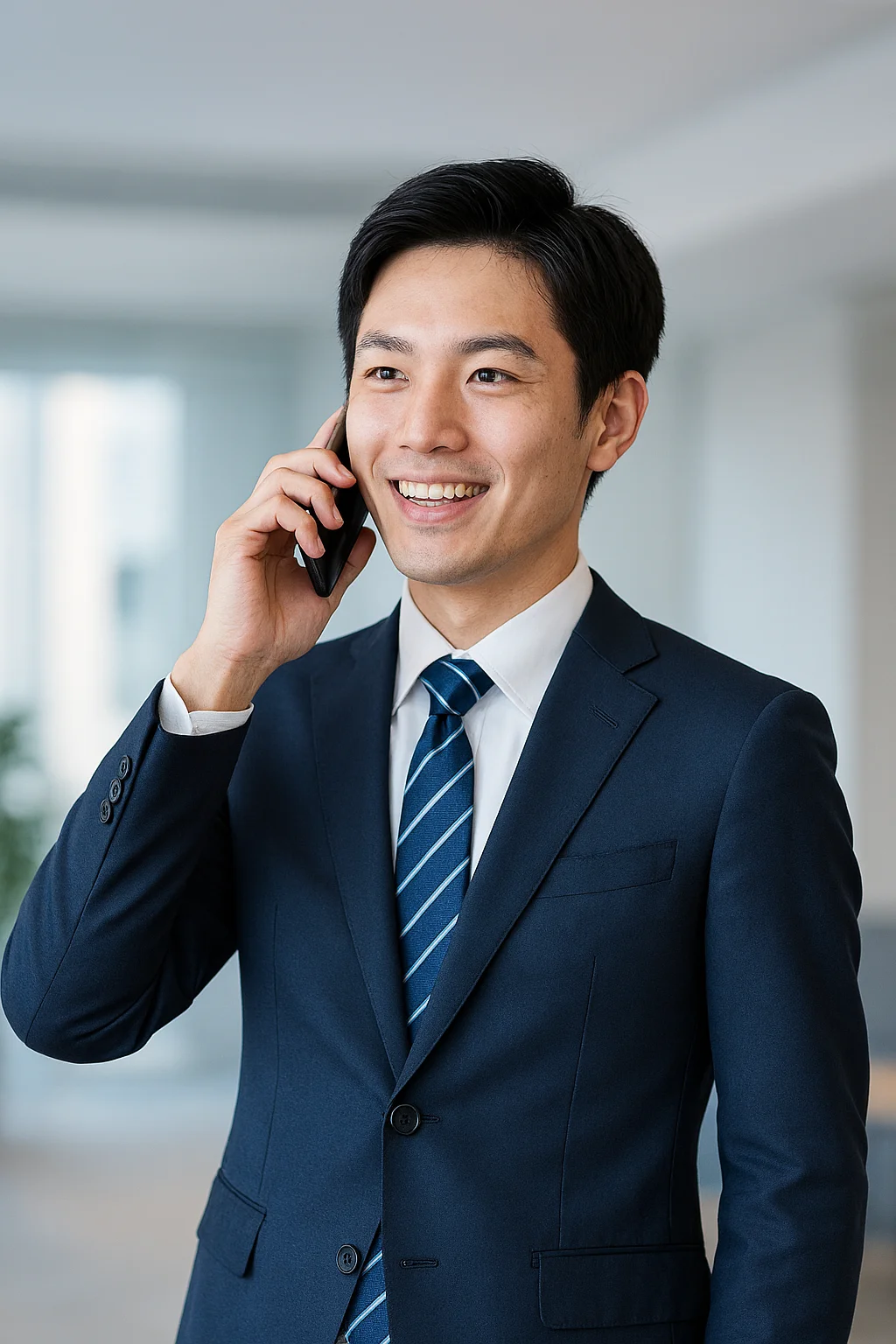 20代の社員が笑顔で働く様子