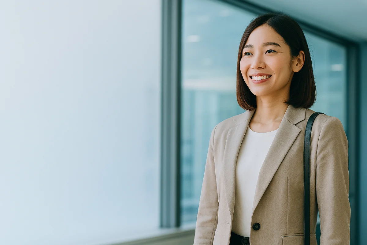 福岡で転職を考える20代の若手がキャリアアドバイザーと笑顔で未来を見つめるイメージ