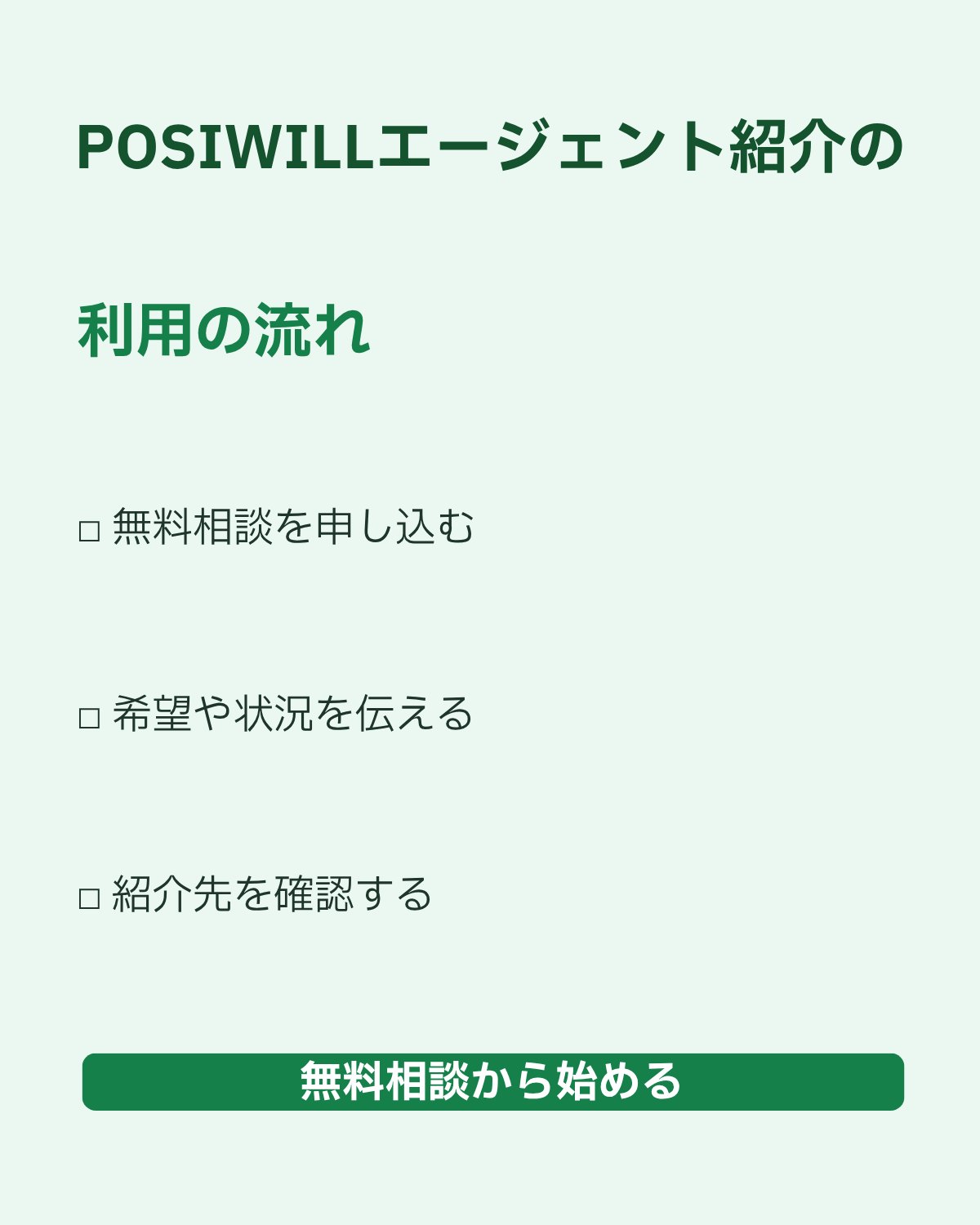 POSIWILLエージェント紹介の利用の流れ